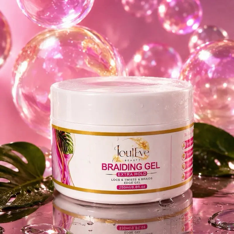 Achieve Flawless Styles with Jouleve Beauty Braiding Gel - Strong Hold for Braids, Locs, Twists & More - 250ml of Non-Flaking, Long-Lasting Shine