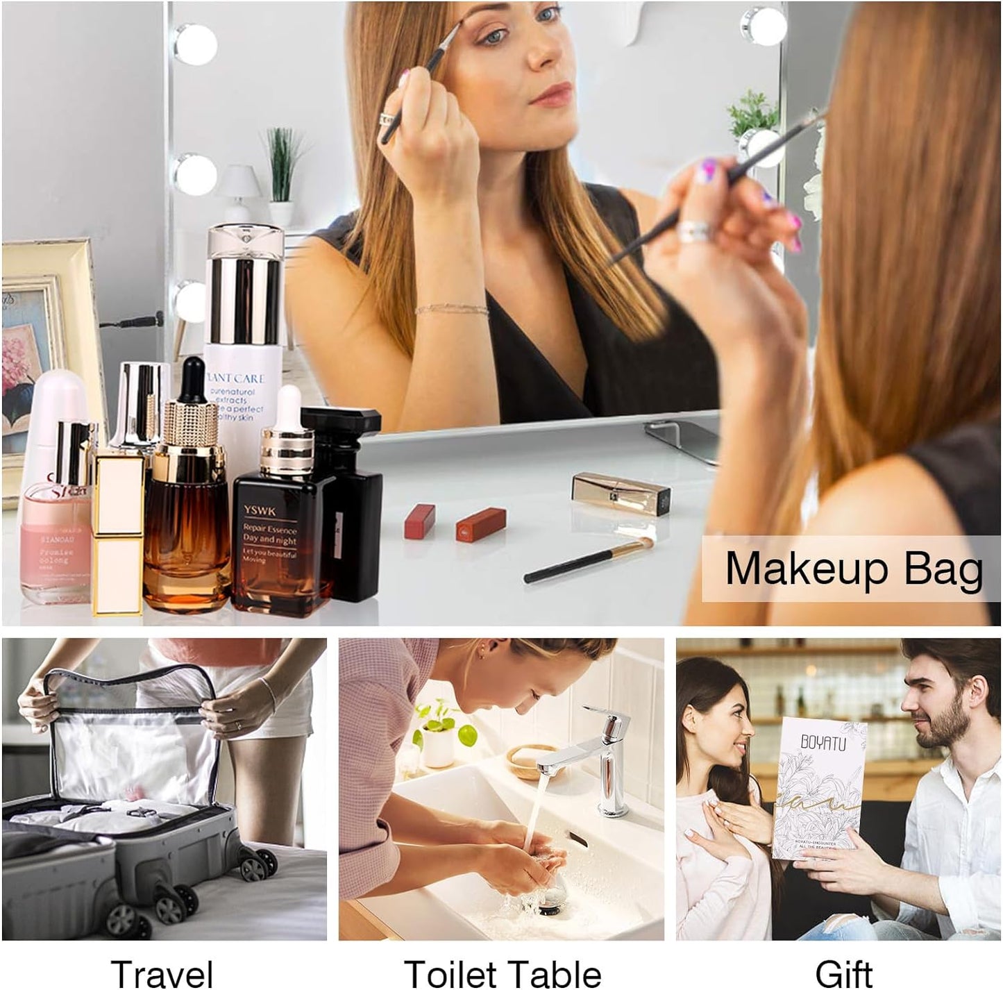Stylish Floral Travel Makeup Bag Set - 3 Waterproof Cosmetic Organizers with Compartments and Handle for Women