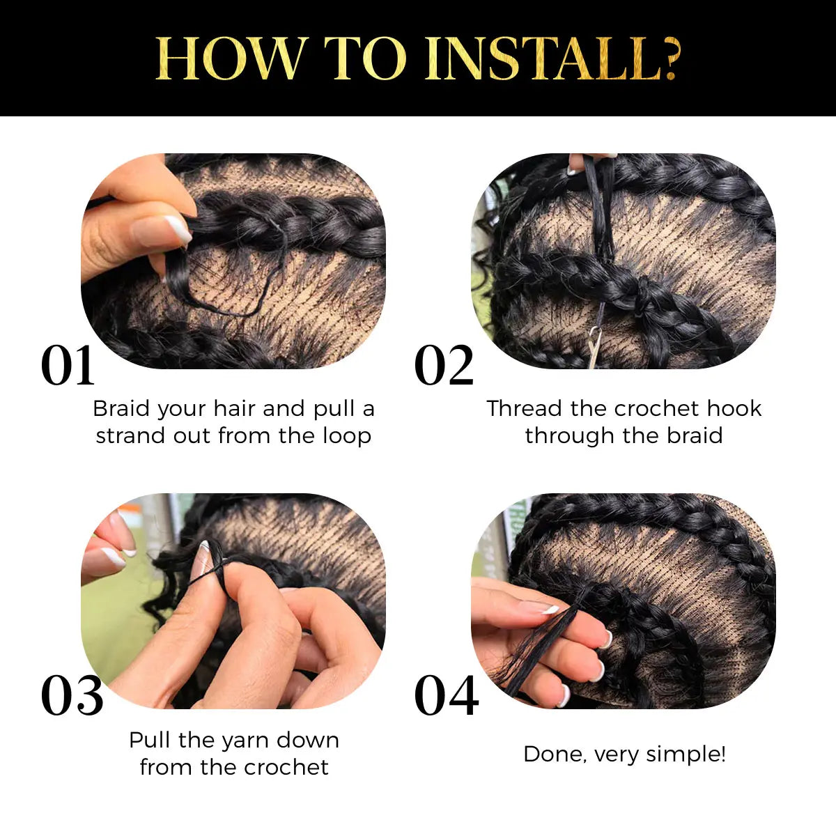 OQ HAIR Natural Black Burmese Curly Crochet Extensions - Feather-Light Human Hair for Stunning Boho Braids