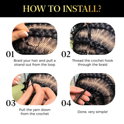 OQ HAIR Natural Black Burmese Curly Crochet Extensions - Feather-Light Human Hair for Stunning Boho Braids