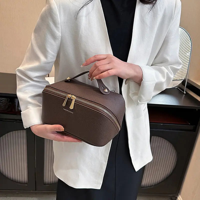 Large Capacity Waterproof Travel Makeup Bag for Women - Portable Flat Toiletry Organizer