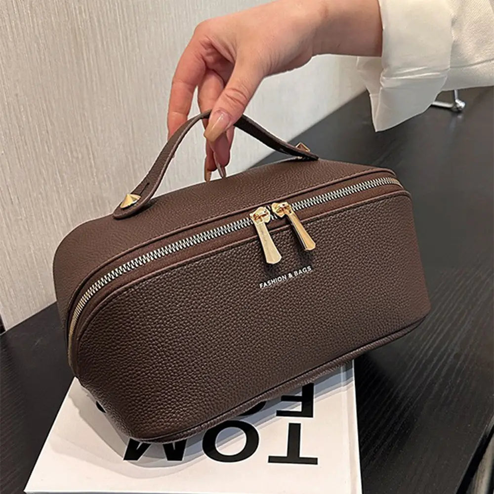 Large Capacity Waterproof Travel Makeup Bag for Women - Portable Flat Toiletry Organizer