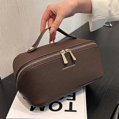 Large Capacity Waterproof Travel Makeup Bag for Women - Portable Flat Toiletry Organizer