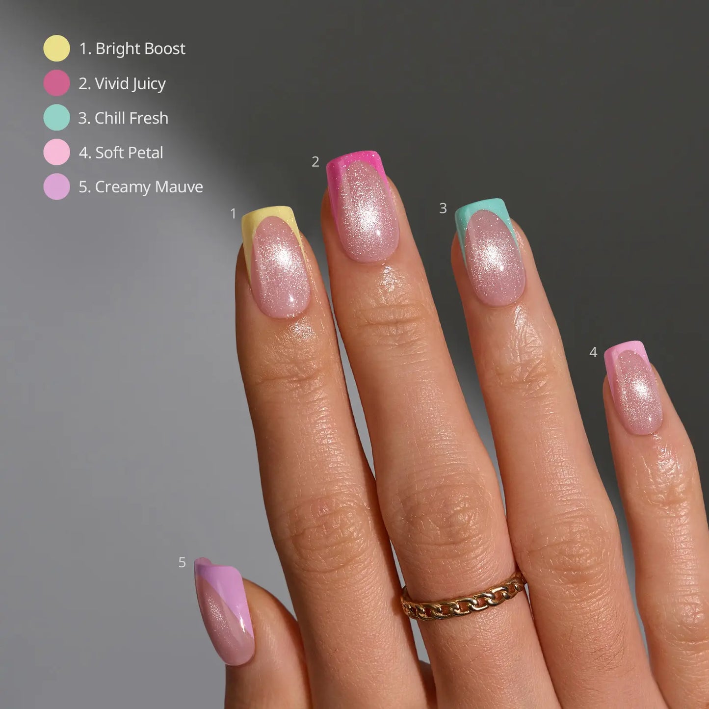 Transform Your Look with Btartboxnails XCOATTIPS: 5 Vibrant Pastel French Tip Press-On Nails in Square, Almond, Coffin, or Stiletto Styles - Enjoy 4 Weeks of Salon-Quality Wear at Home!