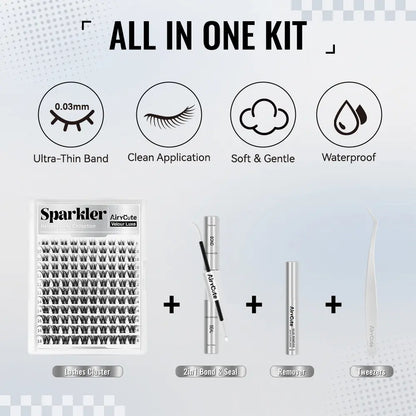 Sparkler | Airycute Velour Luxe Collection | DD Curl Natural Lightweight Lashes | Soft Wispy Clusters for Everyday Use