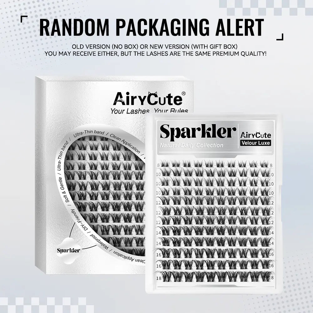 Sparkler | Airycute Velour Luxe Collection | DD Curl Natural Lightweight Lashes | Soft Wispy Clusters for Everyday Use