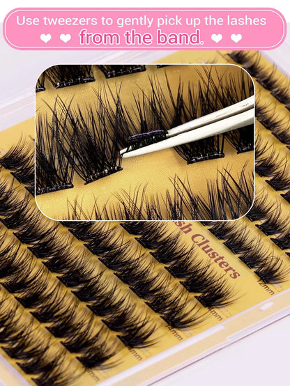 Glueless Eyelash Kit 100 Pcs Pre-Adhesieve Girl Gift for Friends Self Adhesive Eyelash Makeup Eyelash Extensions