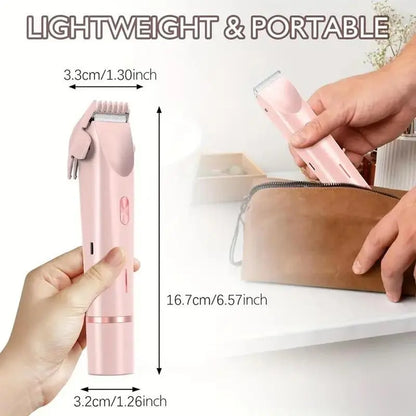 Electric Bikini Trimmer for Women, Rechargeable 2 in 1 Body & Facial Hair Removal, Waterproof Wet & Dry Use Trimmer for Women