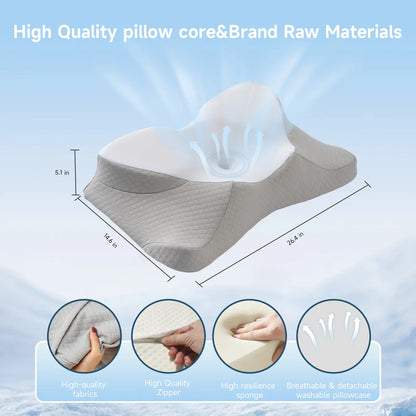 VIZIM Semi-Wrapped Cloud Pillow - 360° Neck and Shoulder Support for Enhanced Sleep Comfort, Central Cavity Design for Head Relief, Ideal Relaxation Gift for Family, Premium Breathable Pillow for All Sleep Positions