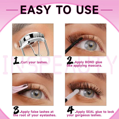 Lash Cluster Glue, Lash Bond and Seal for Eyelash Clusters, 5Ml+5Ml Bond and Seal, Waterproof, 2-In-1 Home Use, Strong Hold for 72H