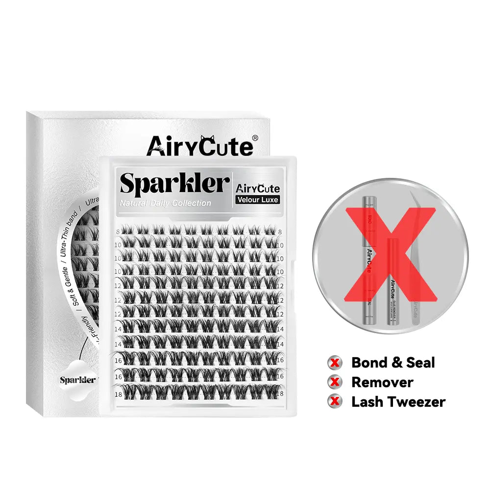 Sparkler | Airycute Velour Luxe Collection | DD Curl Natural Lightweight Lashes | Soft Wispy Clusters for Everyday Use