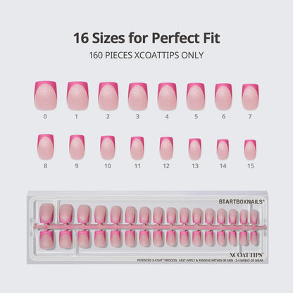 Transform Your Look with Btartboxnails XCOATTIPS: 5 Vibrant Pastel French Tip Press-On Nails in Square, Almond, Coffin, or Stiletto Styles - Enjoy 4 Weeks of Salon-Quality Wear at Home!