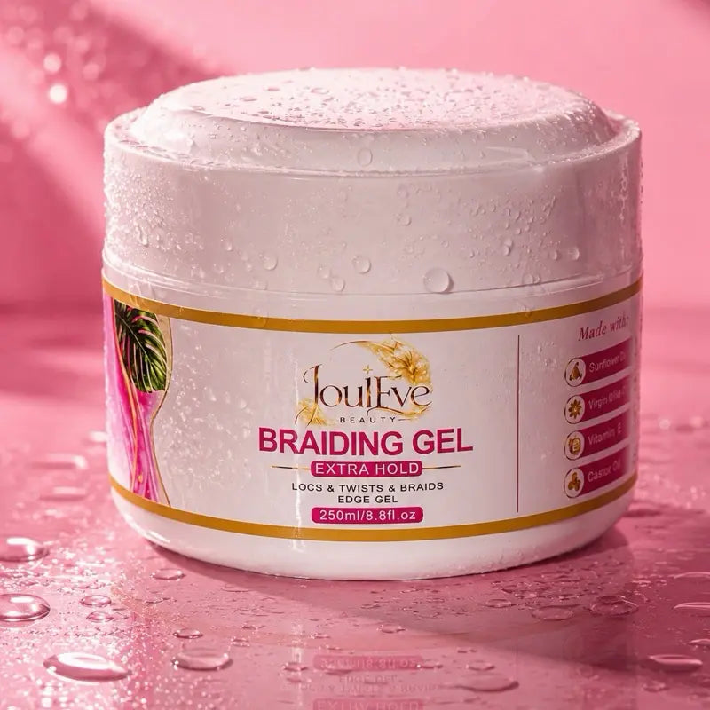 Achieve Flawless Styles with Jouleve Beauty Braiding Gel - Strong Hold for Braids, Locs, Twists & More - 250ml of Non-Flaking, Long-Lasting Shine