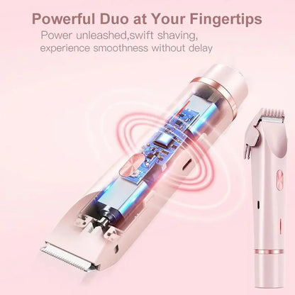 Electric Bikini Trimmer for Women, Rechargeable 2 in 1 Body & Facial Hair Removal, Waterproof Wet & Dry Use Trimmer for Women