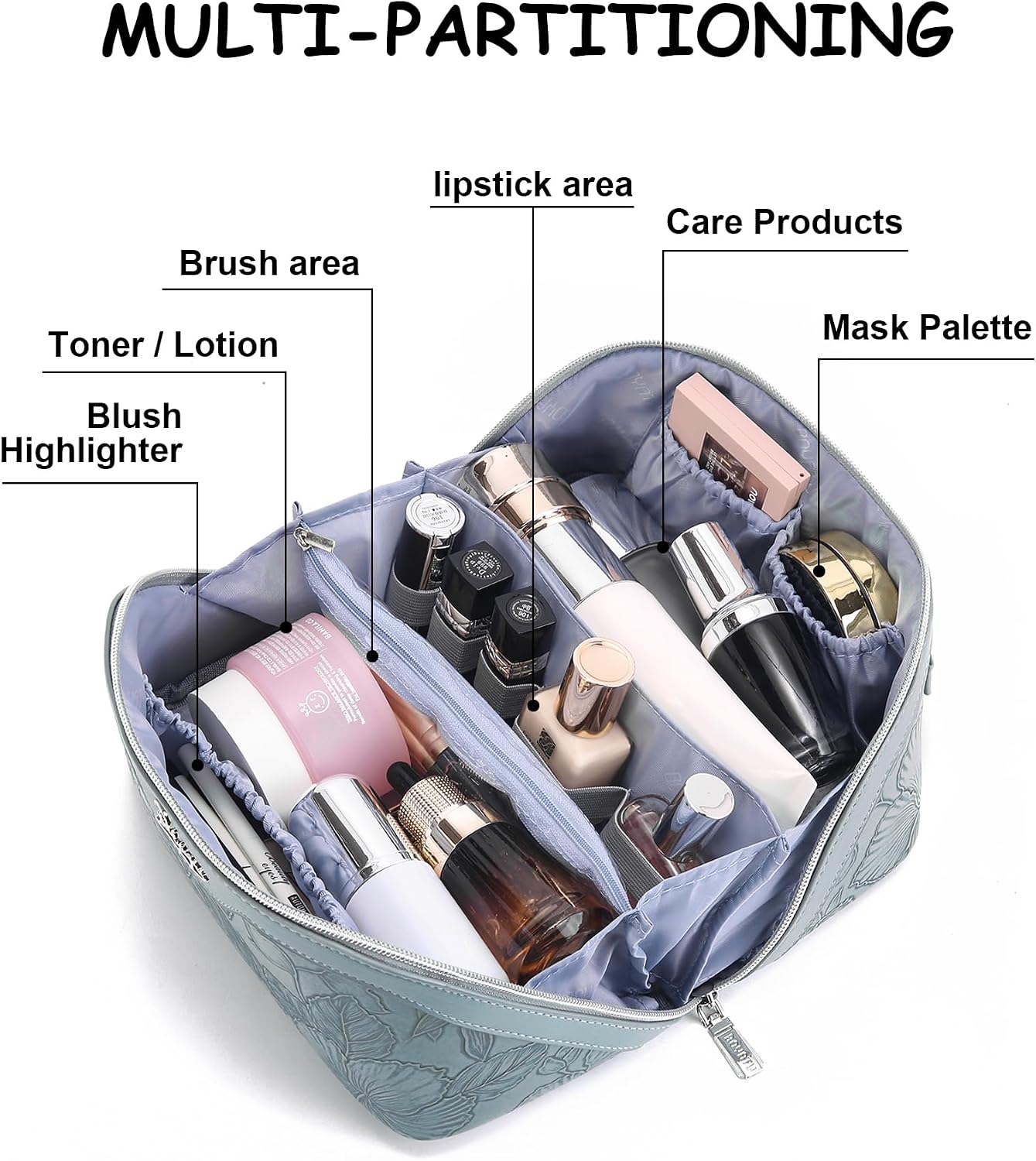 Stylish Floral Travel Makeup Bag Set - 3 Waterproof Cosmetic Organizers with Compartments and Handle for Women