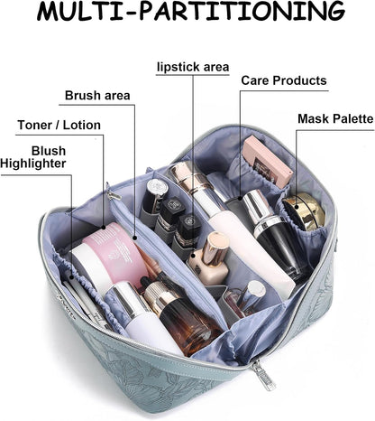 Stylish Floral Travel Makeup Bag Set - 3 Waterproof Cosmetic Organizers with Compartments and Handle for Women