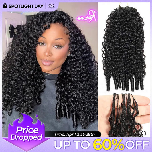 OQ HAIR Natural Black Burmese Curly Crochet Extensions - Feather-Light Human Hair for Stunning Boho Braids