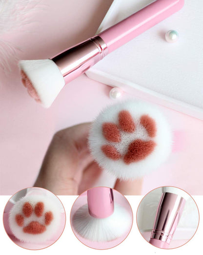 Adorable Cat's Paw Makeup Brush - Multifunctional Soft Fiber Brush for Perfect Blush, Powder, and Contour Application