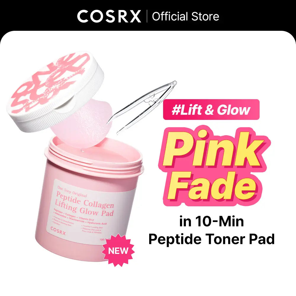 COSRX Pink Peptide Collagen Lifting Glow Pads - Firming & Anti-Aging Toner for Radiant, Elastic Skin | 300ml Peptide Serum Pads