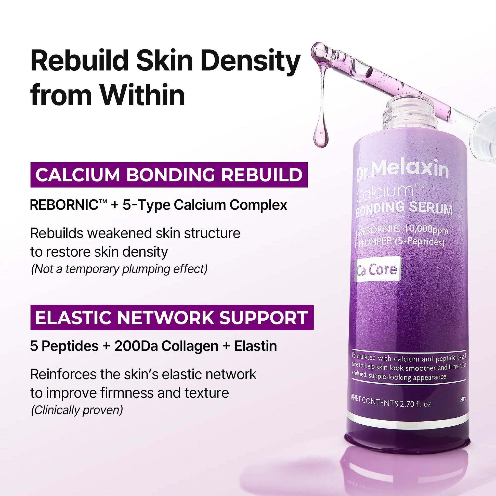 Revitalize Your Skin with Dr.Melaxin's Calcium Bonding Serum & Cream Duo - Achieve Firmness and Elasticity with the Power of Calcium, Collagen & REBORNIC!