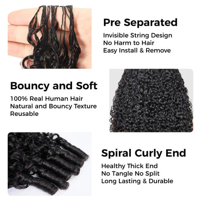OQ HAIR Natural Black Burmese Curly Crochet Extensions - Feather-Light Human Hair for Stunning Boho Braids
