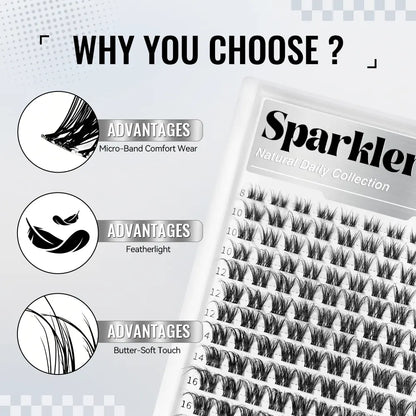 Sparkler | Airycute Velour Luxe Collection | DD Curl Natural Lightweight Lashes | Soft Wispy Clusters for Everyday Use