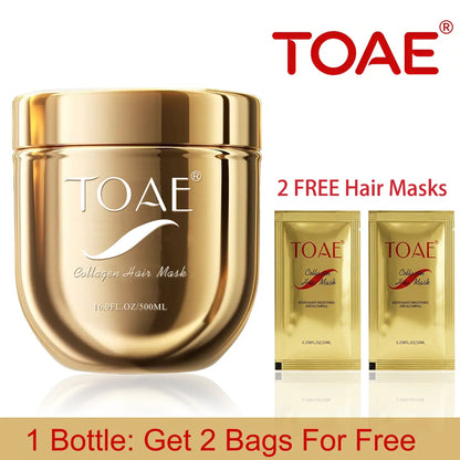 Toae Professional Collagen Hair Treatment - Deep Repair Conditioning Mask with Argan Oil for All Hair Types - 16.90 oz (500 ml)