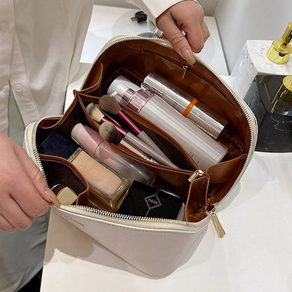 Large Capacity Waterproof Travel Makeup Bag for Women - Portable Flat Toiletry Organizer