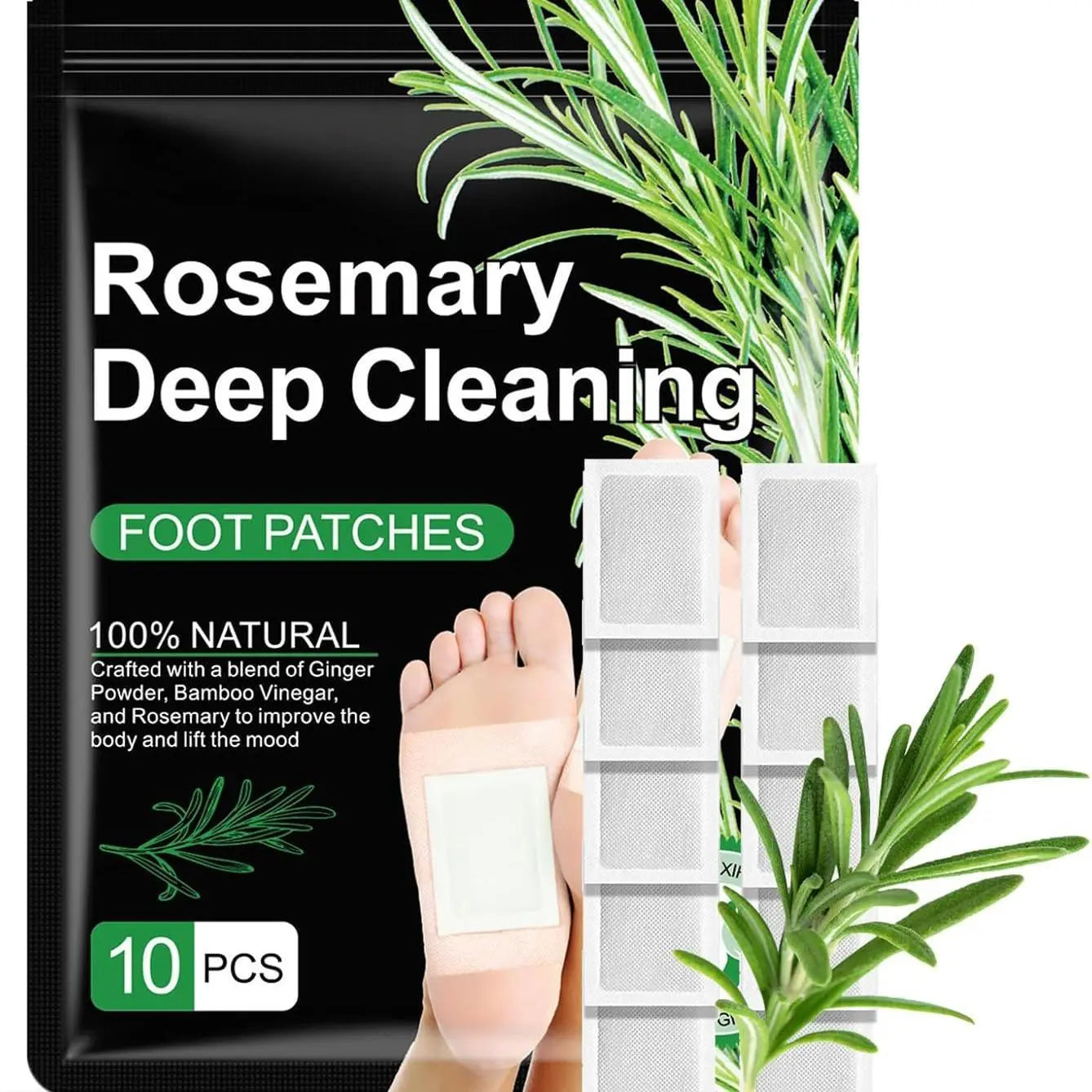 20-Piece Natural Herbal Foot Detox Patches - Gingerbamboo Deep Cleansing Pads for Stress Relief, Toxin Removal, Improved Sleep, and Wellness Treatment