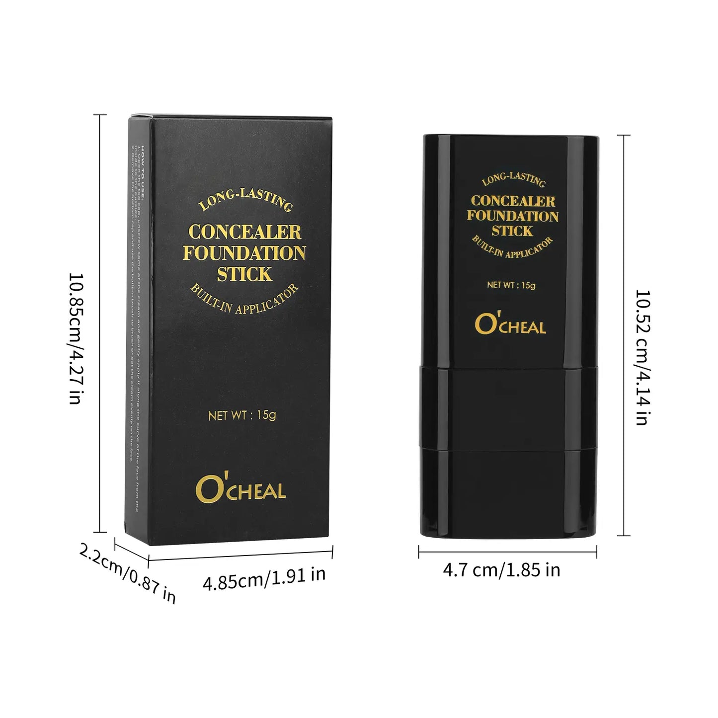 Dual-Ended Foundation Stick with Concealer and Highlighter - Hydrating, SPF-Infused, Acne-Covering Formula with Built-In Brush, Available in Multiple Shades for Long-Wear Fall Makeup