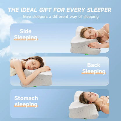 VIZIM Semi-Wrapped Cloud Pillow - 360° Neck and Shoulder Support for Enhanced Sleep Comfort, Central Cavity Design for Head Relief, Ideal Relaxation Gift for Family, Premium Breathable Pillow for All Sleep Positions