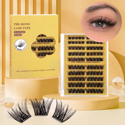 Glueless Eyelash Kit 100 Pcs Pre-Adhesieve Girl Gift for Friends Self Adhesive Eyelash Makeup Eyelash Extensions