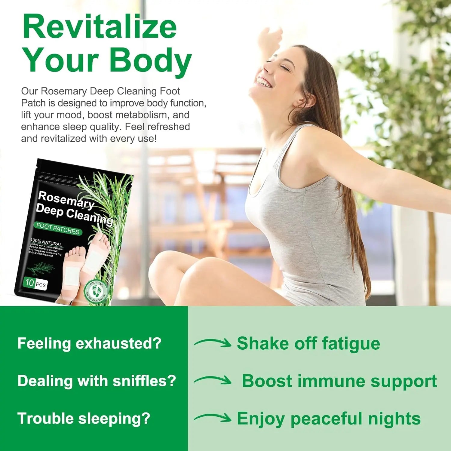 20-Piece Natural Herbal Foot Detox Patches - Gingerbamboo Deep Cleansing Pads for Stress Relief, Toxin Removal, Improved Sleep, and Wellness Treatment