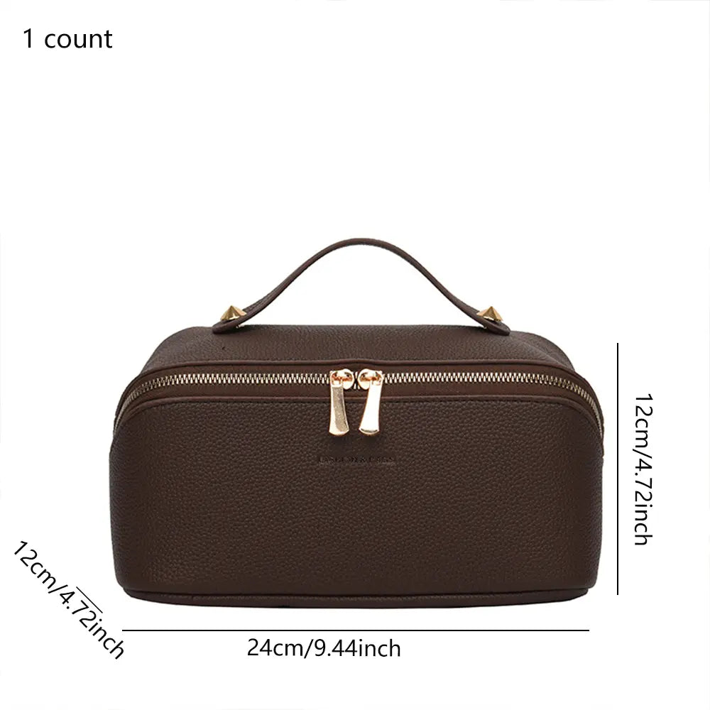 Large Capacity Waterproof Travel Makeup Bag for Women - Portable Flat Toiletry Organizer