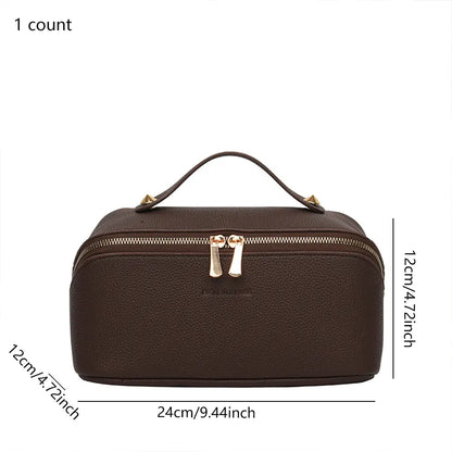 Large Capacity Waterproof Travel Makeup Bag for Women - Portable Flat Toiletry Organizer