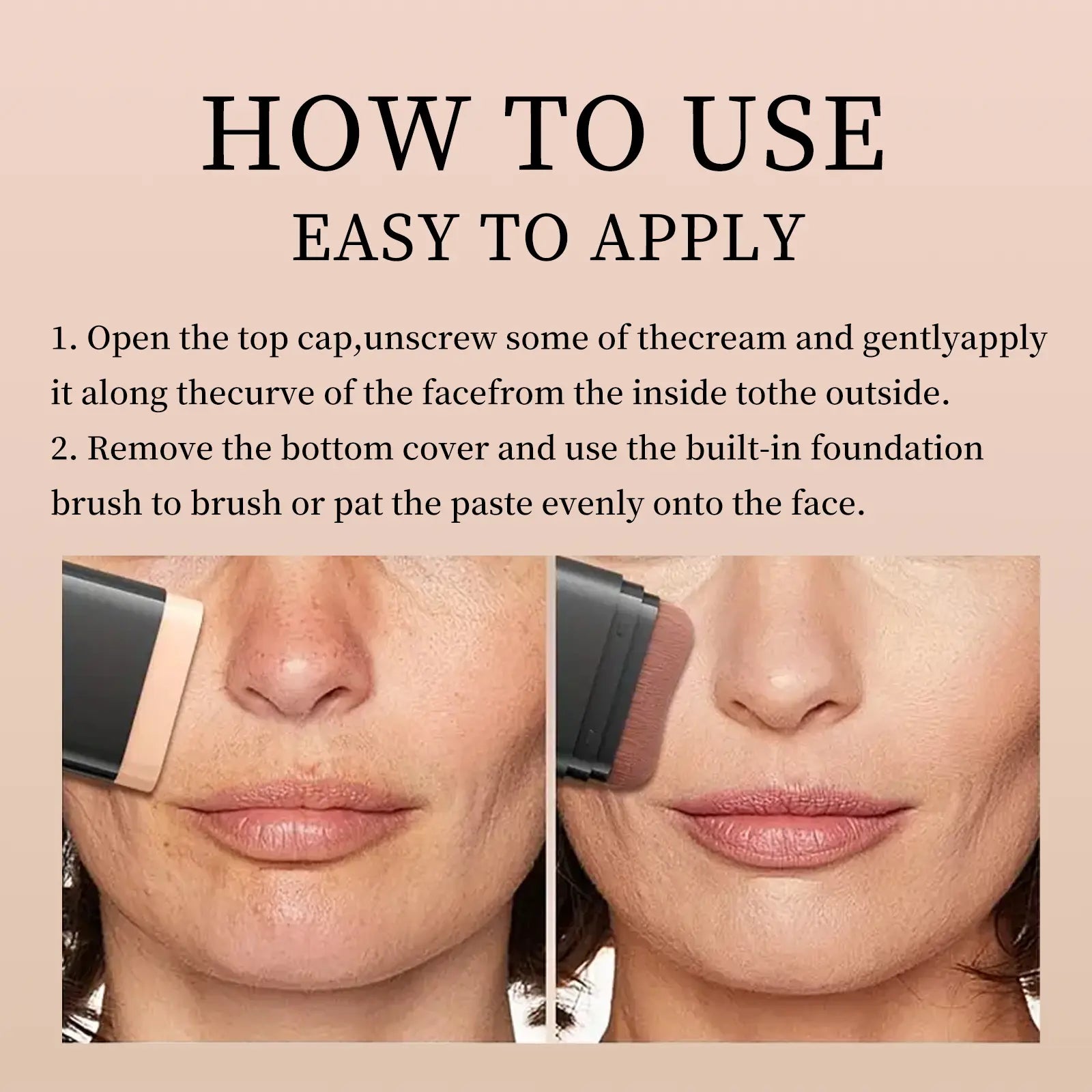 Dual-Ended Foundation Stick with Concealer and Highlighter - Hydrating, SPF-Infused, Acne-Covering Formula with Built-In Brush, Available in Multiple Shades for Long-Wear Fall Makeup