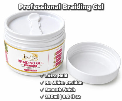 Achieve Flawless Styles with Jouleve Beauty Braiding Gel - Strong Hold for Braids, Locs, Twists & More - 250ml of Non-Flaking, Long-Lasting Shine