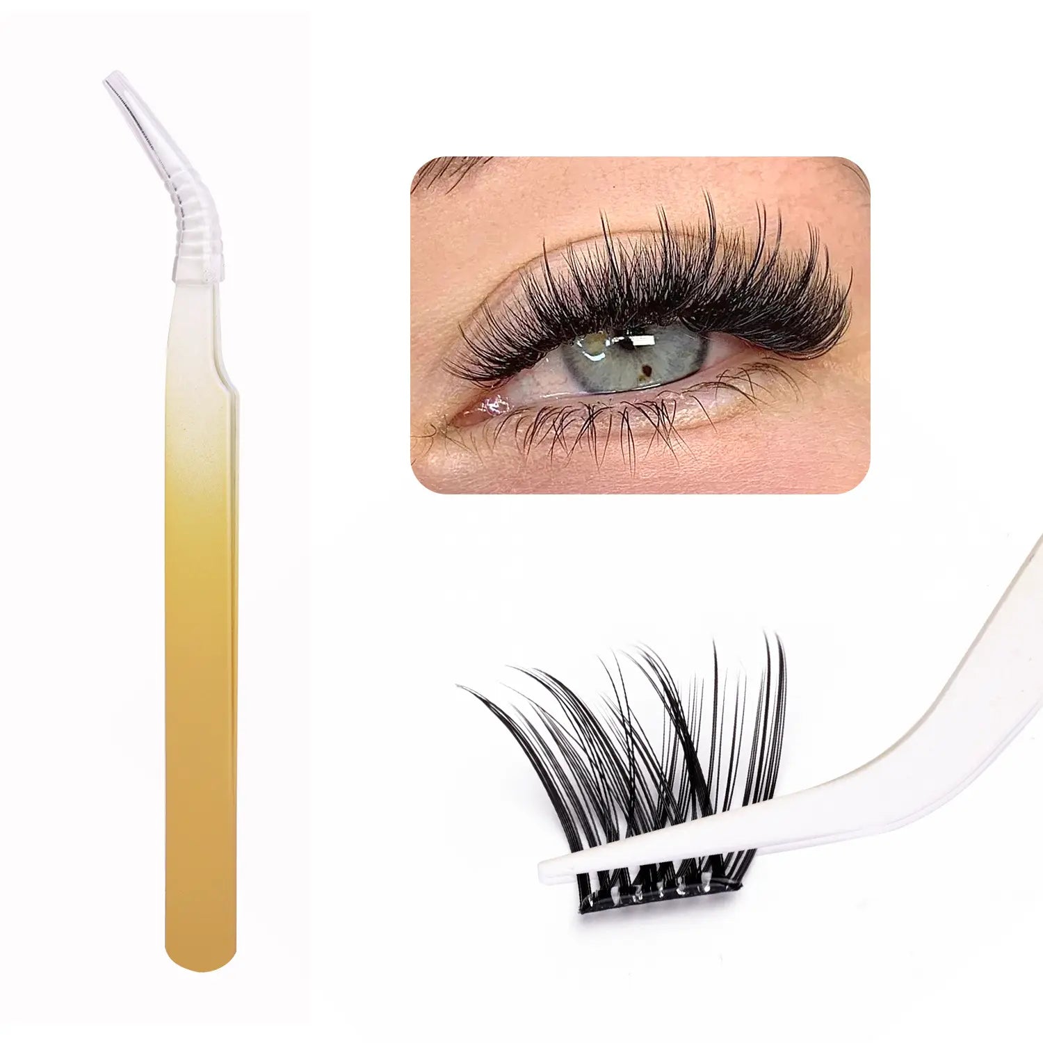 Glueless Eyelash Kit 100 Pcs Pre-Adhesieve Girl Gift for Friends Self Adhesive Eyelash Makeup Eyelash Extensions