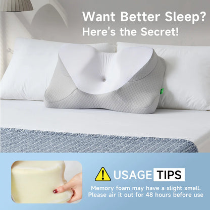 VIZIM Semi-Wrapped Cloud Pillow - 360° Neck and Shoulder Support for Enhanced Sleep Comfort, Central Cavity Design for Head Relief, Ideal Relaxation Gift for Family, Premium Breathable Pillow for All Sleep Positions