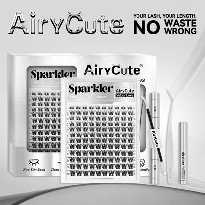 Sparkler | Airycute Velour Luxe Collection | DD Curl Natural Lightweight Lashes | Soft Wispy Clusters for Everyday Use