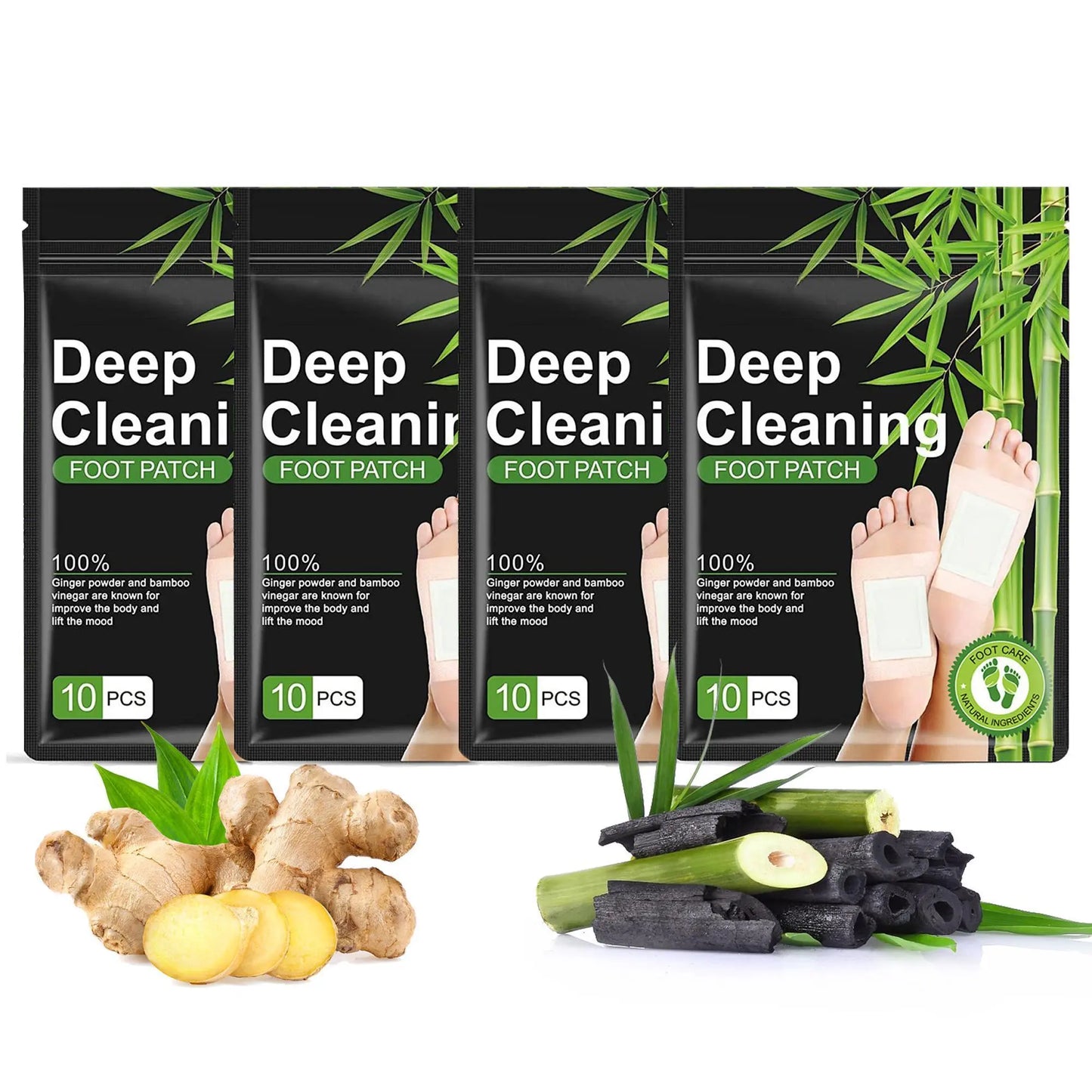20-Piece Natural Herbal Foot Detox Patches - Gingerbamboo Deep Cleansing Pads for Stress Relief, Toxin Removal, Improved Sleep, and Wellness Treatment