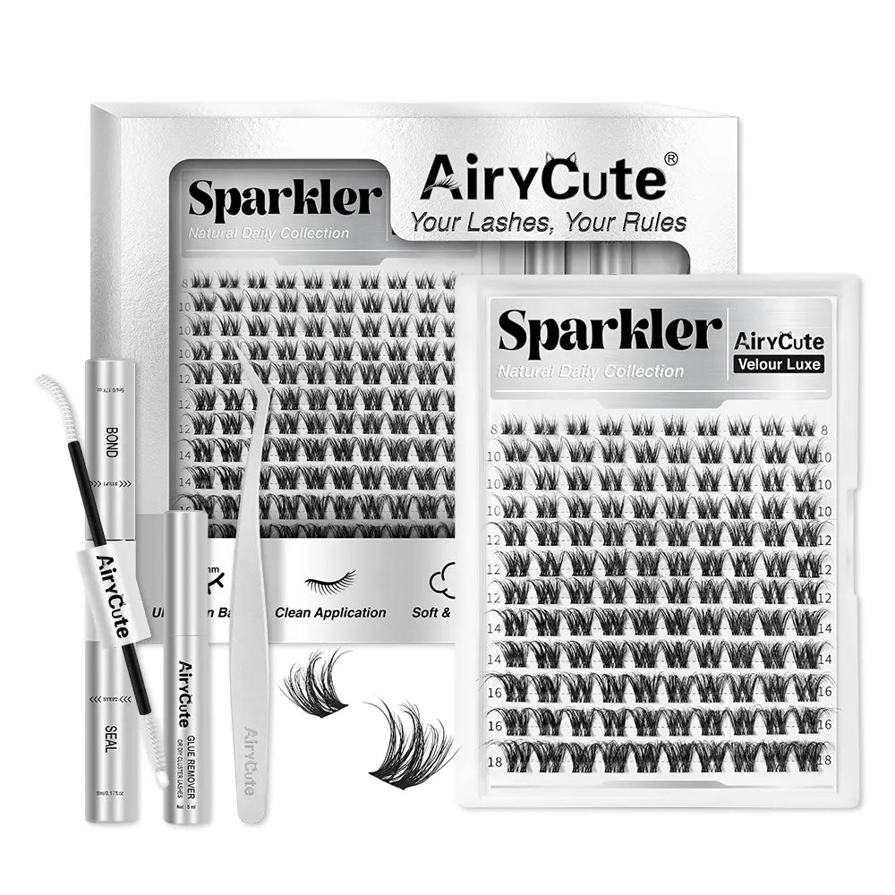 Sparkler | Airycute Velour Luxe Collection | DD Curl Natural Lightweight Lashes | Soft Wispy Clusters for Everyday Use