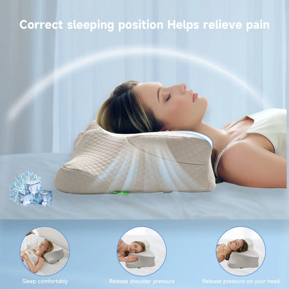VIZIM Semi-Wrapped Cloud Pillow - 360° Neck and Shoulder Support for Enhanced Sleep Comfort, Central Cavity Design for Head Relief, Ideal Relaxation Gift for Family, Premium Breathable Pillow for All Sleep Positions