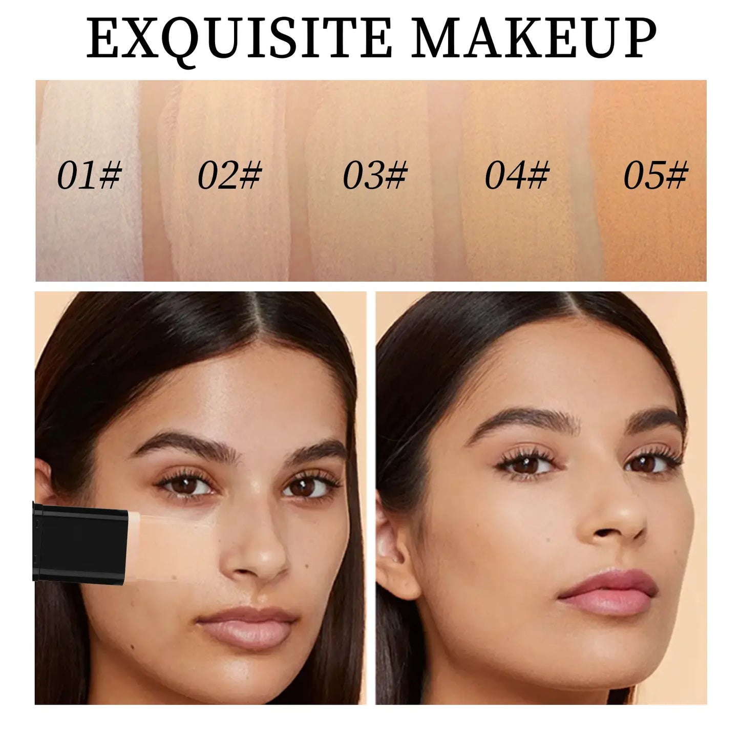 Dual-Ended Foundation Stick with Concealer and Highlighter - Hydrating, SPF-Infused, Acne-Covering Formula with Built-In Brush, Available in Multiple Shades for Long-Wear Fall Makeup