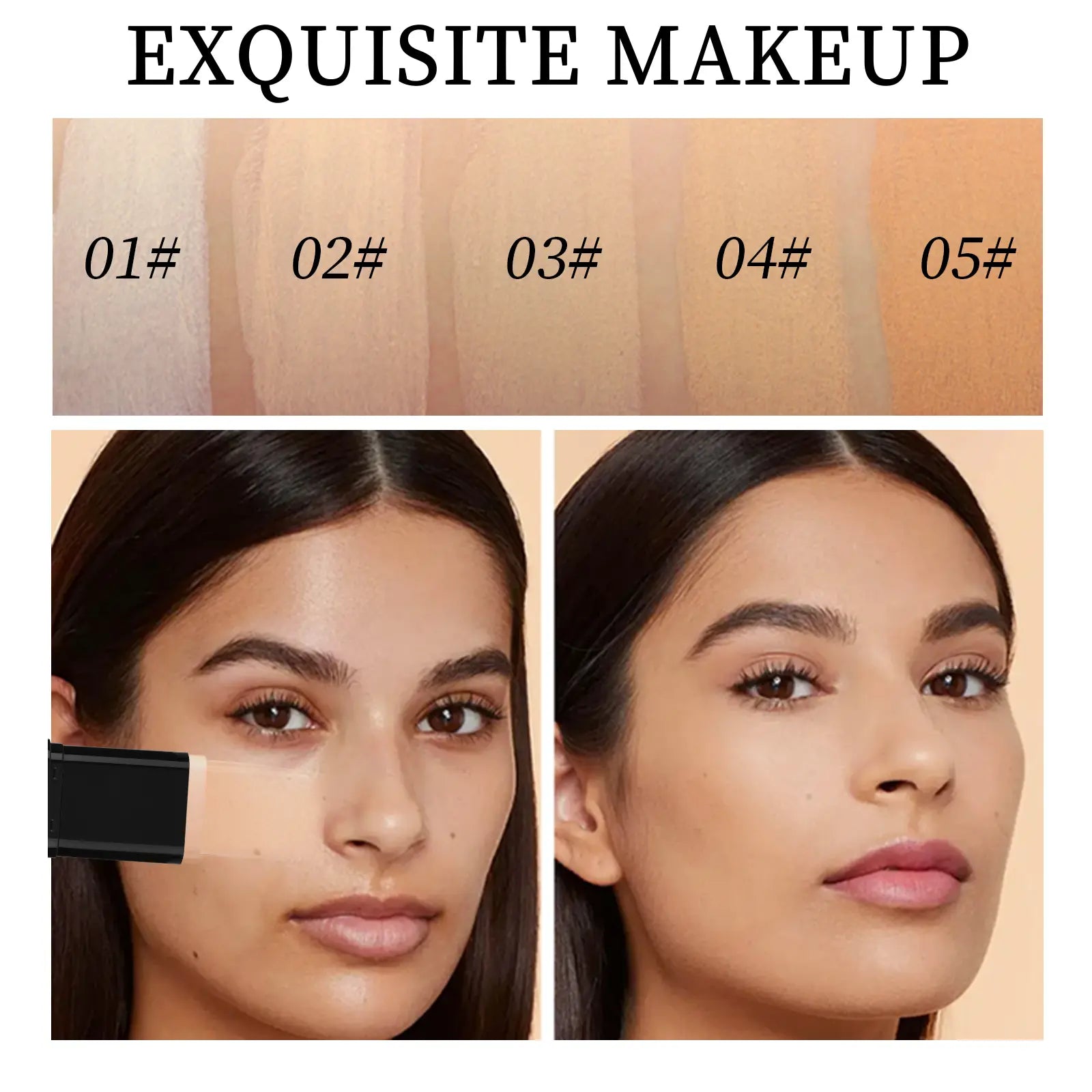Dual-Ended Foundation Stick with Concealer and Highlighter - Hydrating, SPF-Infused, Acne-Covering Formula with Built-In Brush, Available in Multiple Shades for Long-Wear Fall Makeup
