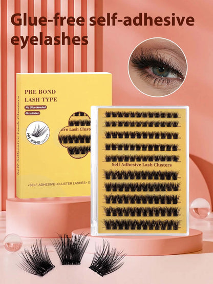Glueless Eyelash Kit 100 Pcs Pre-Adhesieve Girl Gift for Friends Self Adhesive Eyelash Makeup Eyelash Extensions